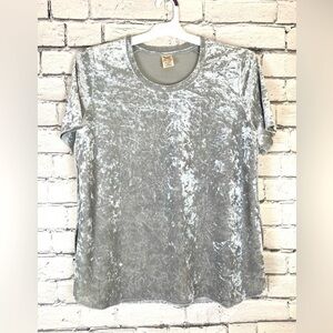 Faded Glory Silver Velvet Short Sleeved Top size 1X